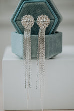 Load image into Gallery viewer, Missie Silver Tassel Dangle Earrings