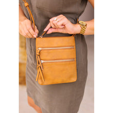 Load image into Gallery viewer, Envelope style crossbody bag with multiple zipper compartments