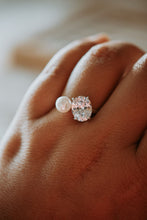 Load image into Gallery viewer, Lana Oval Cut Cubic Zirconia and Pearl Sterling Silver Ring