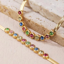 Load image into Gallery viewer, Kath Multi-Gem Gold Bracelet Necklace Set