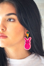 Load image into Gallery viewer, Easter Bunny Seed Bead Earrings in Fuchsia