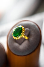 Load image into Gallery viewer, Sophia Emerald Oval Cut Gold Ring