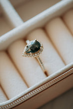 Load image into Gallery viewer, Celia Pear Cut Moss Agate Gold Ring