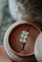Load image into Gallery viewer, Forever Yours 3-Stone Cubic Zirconia Sterling Silver Ring Rhodium Plating