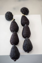 Load image into Gallery viewer, Triple Teardrop Sead Bead Earrings in Black