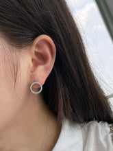 Load image into Gallery viewer, Round Cubic Zircon Stud Sterling Silver Earrings