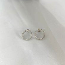 Load image into Gallery viewer, Round Cubic Zircon Stud Sterling Silver Earrings