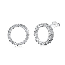 Load image into Gallery viewer, Round Cubic Zircon Stud Sterling Silver Earrings