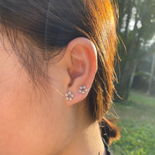 Load image into Gallery viewer, Floral Cubic Zircon Stud Sterling Silver Earrings