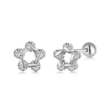 Load image into Gallery viewer, Floral Cubic Zircon Stud Sterling Silver Earrings