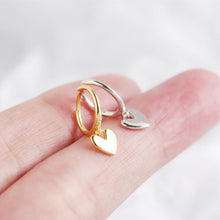 Load image into Gallery viewer, Heart Silver Drop Huggie Sterling Silver Earrings