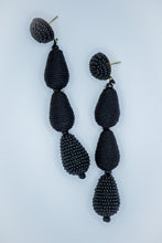 Load image into Gallery viewer, Triple Teardrop Sead Bead Earrings in Black