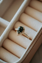 Load image into Gallery viewer, Celia Pear Cut Moss Agate Gold Ring