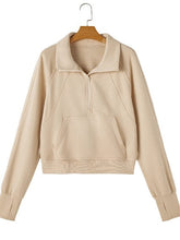 Load image into Gallery viewer, Half Zip Thumbhole Sleeve Sweatshirt
