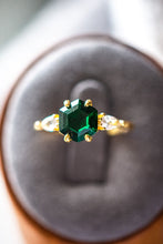 Load image into Gallery viewer, Mia Emerald Hexagon Cut Gold Ring