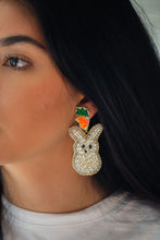 Load image into Gallery viewer, Easter Bunny Seed Bead Earrings in White