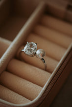 Load image into Gallery viewer, Lana Oval Cut Cubic Zirconia and Pearl Sterling Silver Ring