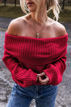 Load image into Gallery viewer, Racing Red Off-the-shoulder Knit Sweater