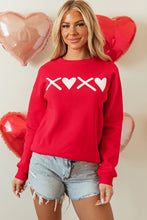 Load image into Gallery viewer, Red Puff XOXO Print Valentines Heart Sweatshirt