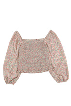 Load image into Gallery viewer, Green Square Neck Puff Sleeve Floral Smocked Top