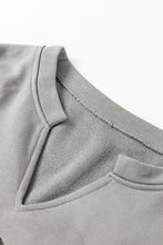 Load image into Gallery viewer, Medium Grey Sequin Happy Halloween Graphic Notched Neck Long Sleeve Loose Top