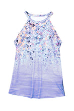 Load image into Gallery viewer, Green Floral Print Halter Neck Tank Top