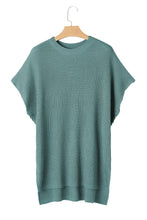 Load image into Gallery viewer, Dusty Teal Side Slit Short Sleeve Oversized Sweater