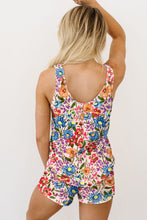 Load image into Gallery viewer, Multicolor Floral Print Zipped Flip Flop Sandals