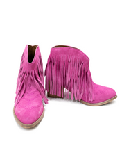 Load image into Gallery viewer, Amos Western Fringe Ankle Bootie in Suede