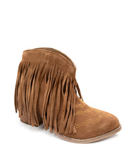 Load image into Gallery viewer, Amos Fringe Ankle Bootie in Tan Suede