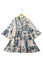 Load image into Gallery viewer, Boho Button Tiered Mini Dress