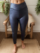 Load image into Gallery viewer, Black Criss Cross Waist Leather Leggings