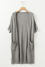 Load image into Gallery viewer, Gray Dolman Half Sleeve Pocketed Long Cardigan
