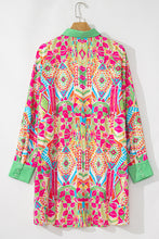Load image into Gallery viewer, Orange Western Geometric Print Cuffed Shift Shirt Dress