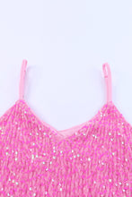Load image into Gallery viewer, Pink Sequin Adjustable Straps Tank Top