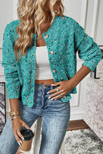 Load image into Gallery viewer, Aruba Blue Rhinestone Decor Multicolor Confetti Sweater Cardigan