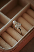 Load image into Gallery viewer, Lana Oval Cut Cubic Zirconia and Pearl Sterling Silver Ring