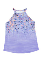 Load image into Gallery viewer, Green Floral Print Halter Neck Tank Top
