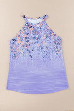 Load image into Gallery viewer, Green Floral Print Halter Neck Tank Top