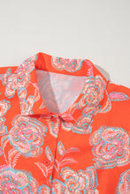 Load image into Gallery viewer, Red Floral Print Lapel Collar Loose Shirt Mini Dress