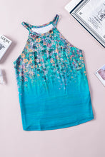 Load image into Gallery viewer, Green Floral Print Halter Neck Tank Top