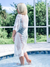 Load image into Gallery viewer, "Boho Babe" White Swim Cover/Kimono