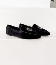 Load image into Gallery viewer, Butterfly Velvet Flats in Black