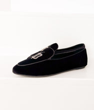 Load image into Gallery viewer, Butterfly Velvet Flats in Black