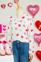 Load image into Gallery viewer, White Sheer Mesh Valentines Slogan Heart Printed Long Sleeve Top