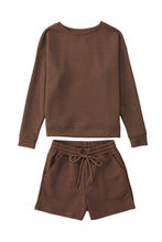 Load image into Gallery viewer, Textured Long Sleeve Top + Shorts Set