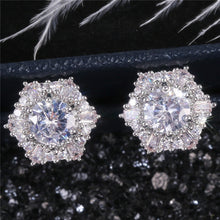 Load image into Gallery viewer, Hexagon Cubic Zircon Stud Earrings