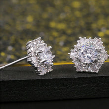 Load image into Gallery viewer, Hexagon Cubic Zircon Stud Earrings