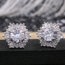 Load image into Gallery viewer, Hexagon Cubic Zircon Stud Earrings