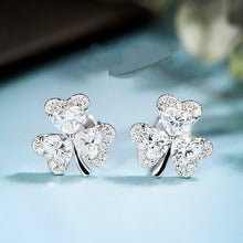 Load image into Gallery viewer, 3 Leaf Clover Cubic Zircon Stud Earrings